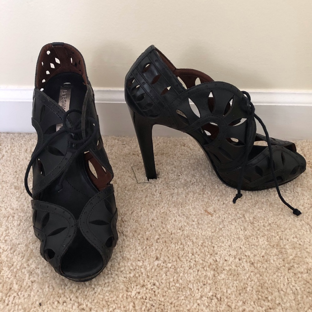 BCBG cut out high heel bootie sandals